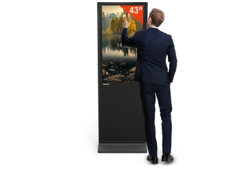 Digitaler Kundenstopper DKST-LED43 mit Touchscreen, 43 in Display, Android 13, Schwarz, 610 mm x 450 mm x 1.787 mm, TecMaschin 