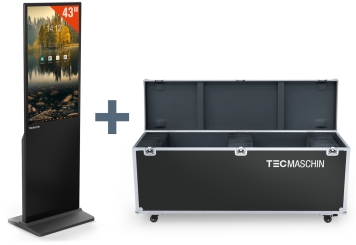 Digitale Stele / Kundenstopper DKS-LED43 inkl. Transportbox, Schwarz, 43 in Display, Android 13, TecMaschin 