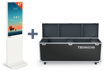 Digitaler Kundenstopper DKS-LED43 inkl. Transportbox, Weiß, 43 in Display, Android 11, TecMaschin 
