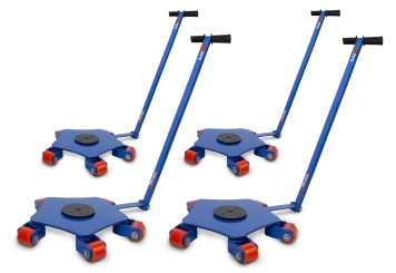 4 x Transportfahrwerk TFW-L6000, max. Belastung 6.000 kg, 360° schwenkbar, inkl. Zugstange, SolidHub 