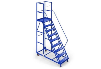 Mobile platform ladder PL200/8, platform height 2.000 mm, 8 steps, TOPREGAL 