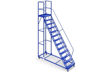 Mobile platform ladder PL300/12, platform height 3.000 mm, 12 steps, TOPREGAL 