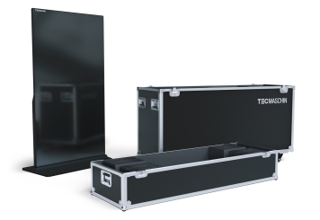 Totem numérique mobile DKS-LED65 avec boîte de transport, 65 in écran, Android 13, Noir, 870 mm x 450 mm x 1.555 mm, TecMaschin 