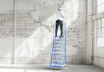 Mobile platform ladder PL200/8, platform height 2.000 mm, 8 steps, TOPREGAL 
