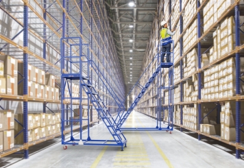 Mobile platform ladder PL300/12, platform height 3.000 mm, 12 steps, TOPREGAL 