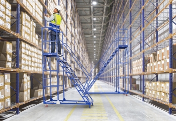 Mobile platform ladder PL200/8, platform height 2.000 mm, 8 steps, TOPREGAL 