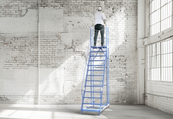 Mobile platform ladder PL300/12, platform height 3.000 mm, 12 steps, TOPREGAL 