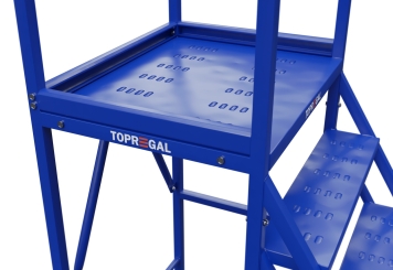 Mobile platform ladder PL200/8, platform height 2.000 mm, 8 steps, TOPREGAL 