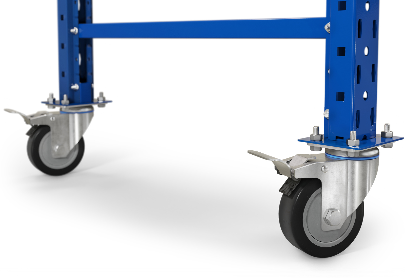 Fahrbares Schrägbodenregal mit höhenverstellbarem Fuß